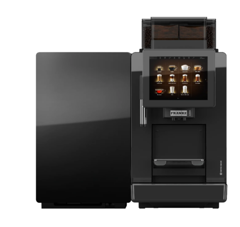 Franke A300 compact bean-to-cup coffee machine with touchscreen and milk cooler